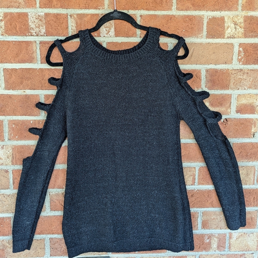 Banjara Women's Black Cutout Long-Sleeve Sweater - Medium